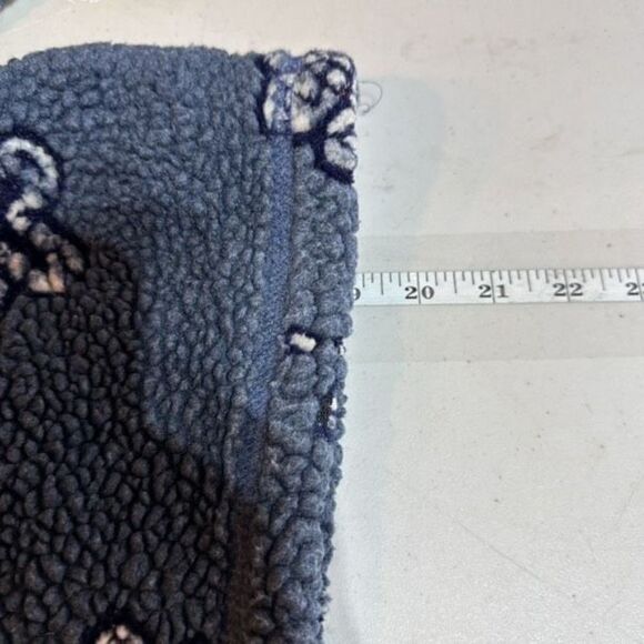 L.L. Bean Youth Unisex Floral Quarter Zip Cropped Fleece Jacket Blue White Small - Picture 8 of 8